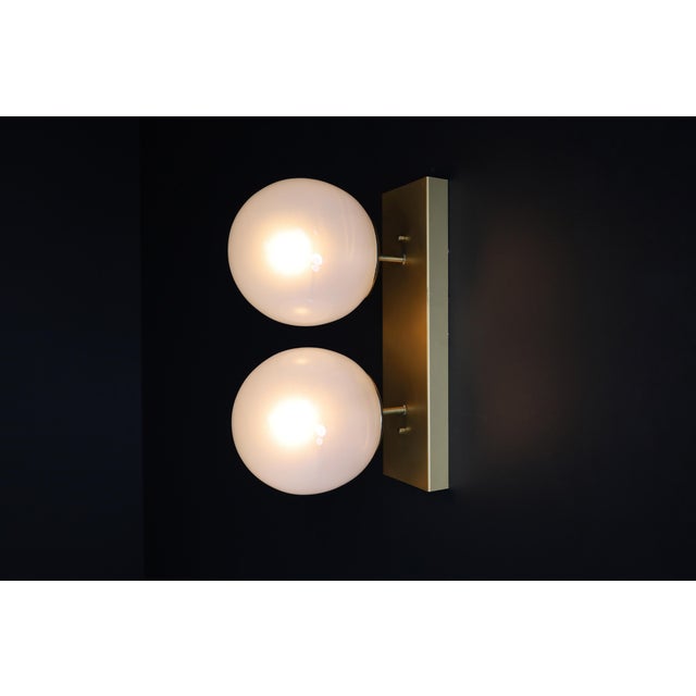 Mid-Century Modern Ceiling Light with White Ice Glass Globes, 1960s For Sale - Image 16 of 18