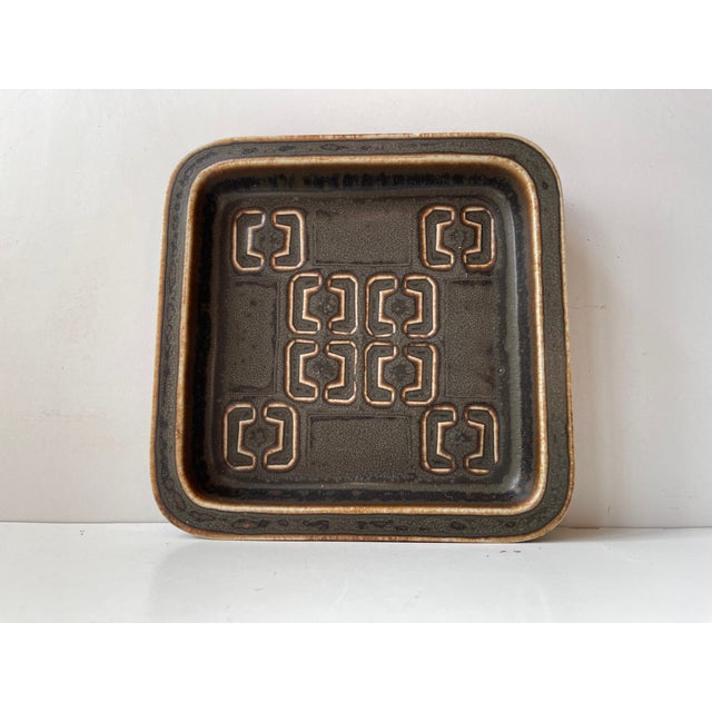 Cubist Glazed Stoneware Dish by Valdemar Petersen for Bing & Grondahl, 1960s For Sale - Image 9 of 9