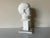 White Vintage White Painted Terracotta Boy Bust Sculpture on Wood Stand For Sale - Image 8 of 13
