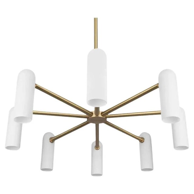 Metal Odyssey Round MD Brass Chandelier by Schwung For Sale - Image 7 of 7