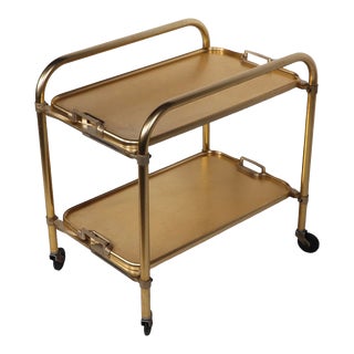 Mid Century Anodized Aluminum Folding Dry BarServing Cart C. 1950/1960's For Sale