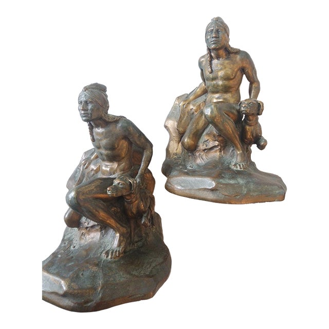 1920s Bookends "Awaiting the Prey" Ca1928 Signed C Vieth & Jb1524 For Sale