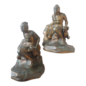 1920s Bookends "Awaiting the Prey" Ca1928 Signed C Vieth & Jb1524