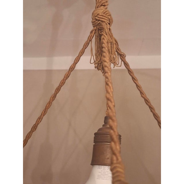 Metal Antique Veined Alabaster Pendant Light, 1920 For Sale - Image 7 of 12