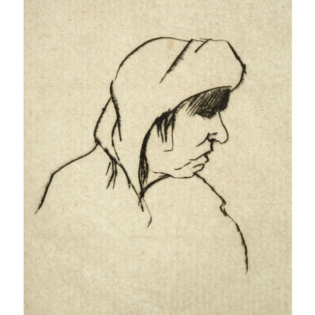 American Early 20th Century Miniature Etching, Portrait of an Old Woman by Ralph Sweet For Sale - Image 3 of 4