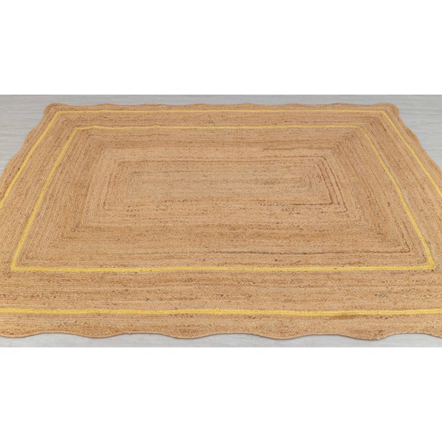 Yellow Natural Jute Wave Scallop Rug 2.5x6 Ft. For Sale - Image 6 of 12