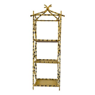 Italian Faux Bamboo Leopard Tole Etagere For Sale