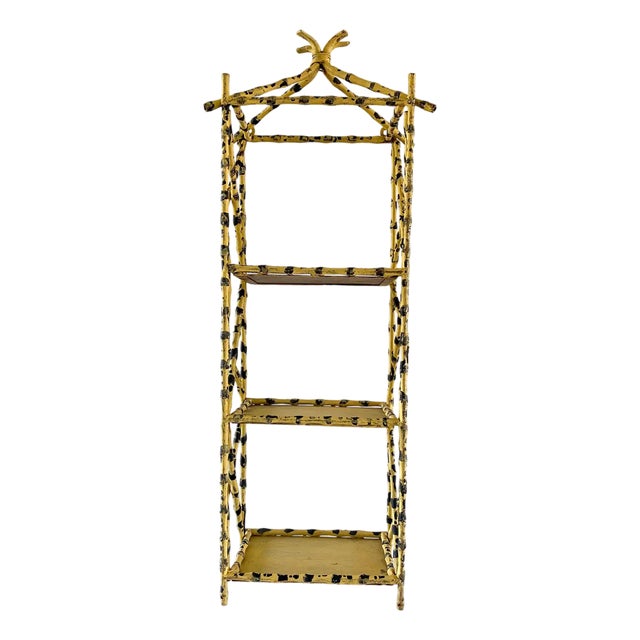 Italian Faux Bamboo Leopard Tole Etagere For Sale