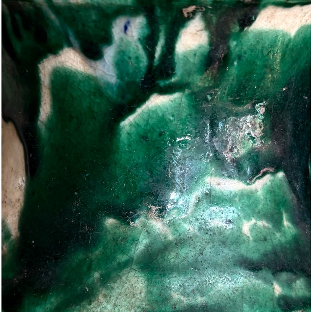 Vintage clay vessel | 7” x 6.25” Rich green glaze with natural variation and age. Simple, but not quiet.