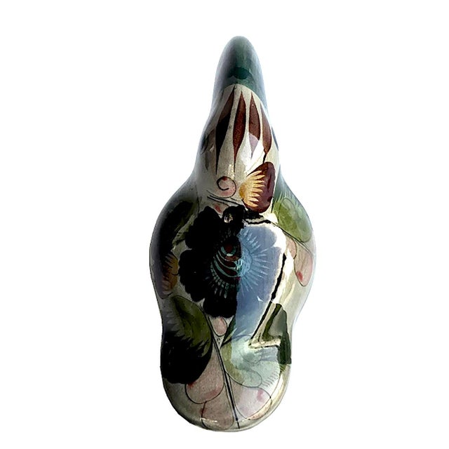 Majolica 1970s Tonalá Mexico Ceramic Green Toucan Bird Figurine For Sale - Image 4 of 9