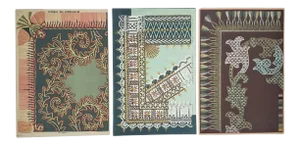 1880s Embossed French Chromolithograph Designs for Embroidery-Set of 3