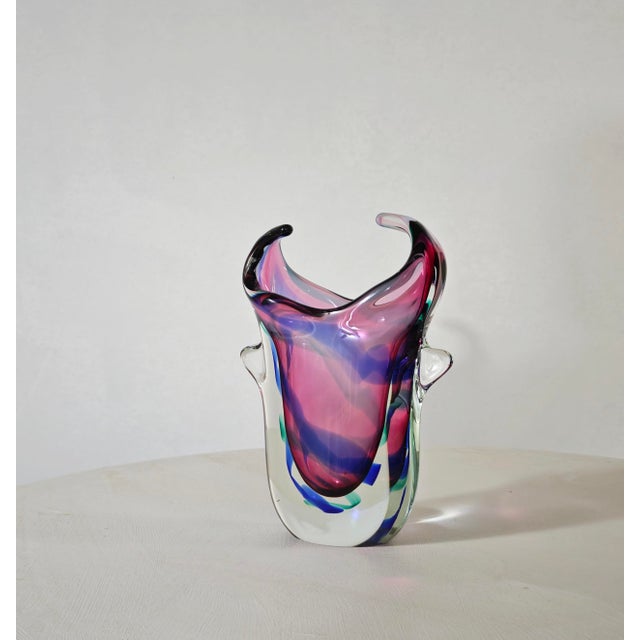 Mid-Century Modern Multicolored Sommerso Glass Vase in the style of Salviati, Italy, 1970s For Sale - Image 8 of 18