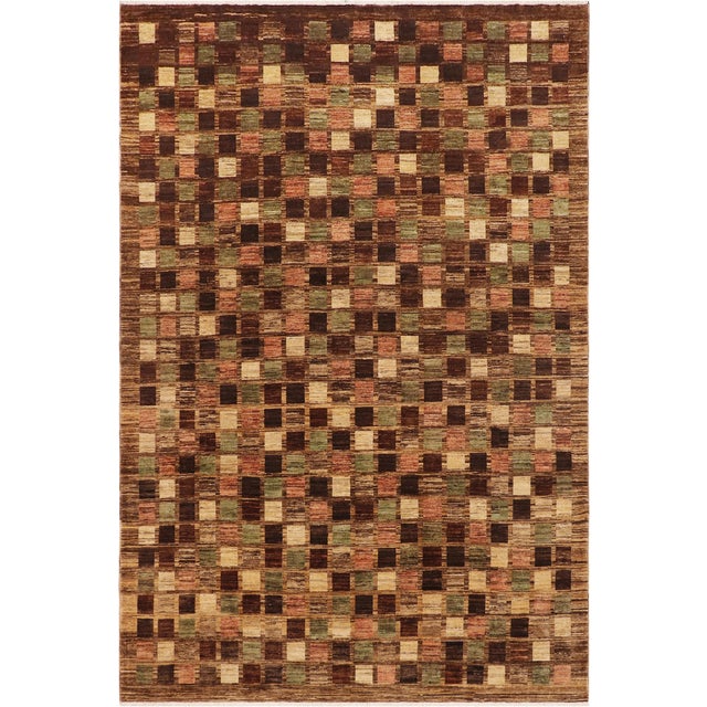 Contemporary Gabbeh Brown/Tan Wool Rug- 8'11'' X 11'7'' For Sale - Image 10 of 10