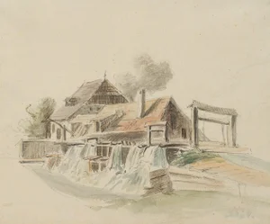 C. Nathe, View of a Mill, 19th-century, Pencil