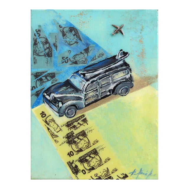 California Dreaming on Route 66 - Original Pop Art Mixed Media Painting With Game Pieces For Sale