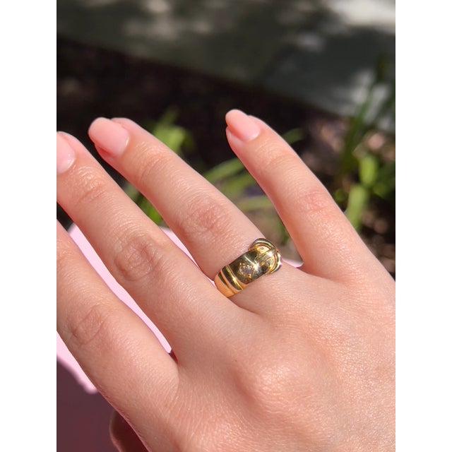 Metal Late 19th Century Victorian 18k Old Mine Cut Diamond Buckle Ring, Size 6.75, Chester 1897 For Sale - Image 7 of 7