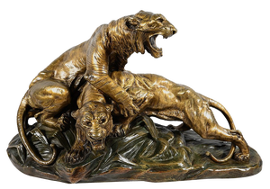 Bronze Combat de Tigres from E. Drouot, 1890s