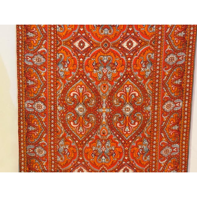 Orange Vintage Paisley Silk Oblong Scarf in Orange colors For Sale - Image 8 of 12