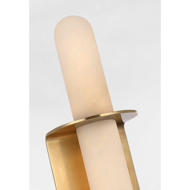 Kelly Wearstler for Visual Comfort Signature Fosse 18" Invertable Offset Oval Sconce in Antique-Burnished Brass with Alabaster For Sale In Houston - Image 6 of 10