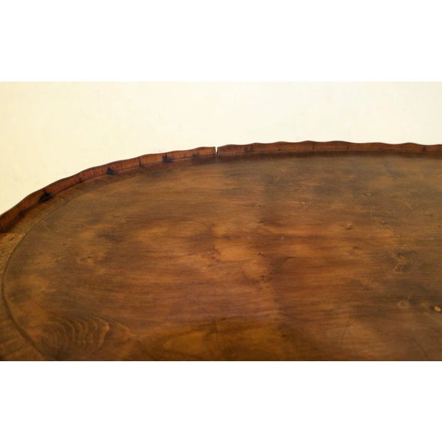 Antique Regency Oval Yew Wood Pie Crust Edge Coffee Table on Sabre Feet For Sale - Image 10 of 13