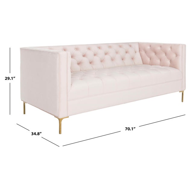 Contemporary Vydia Tufted Sofa - Blush / Gold For Sale - Image 3 of 7
