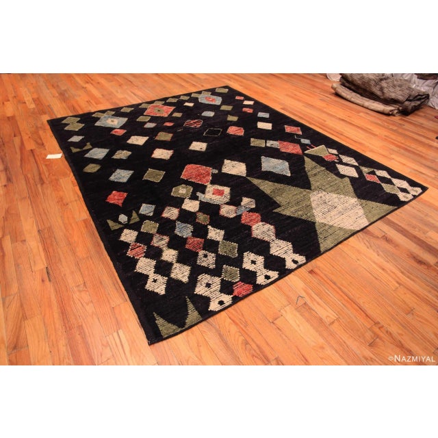 A Captivating Bold Graphic and Primitive Tribal Geometric Design Modern Room Size Area Rug, Country of Origin: Central...