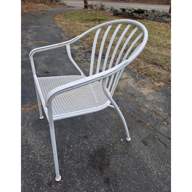 Mid-Century Modern Vintage Woodard Wrought Iron Outdoor Patio Chair For Sale - Image 3 of 8