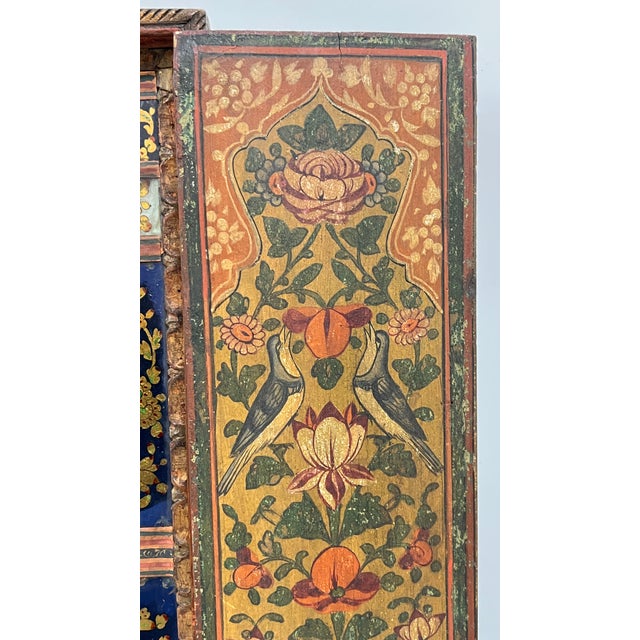 Gold Antique Persian Polychrome Wooden Wall Wedding Mirror For Sale - Image 8 of 11