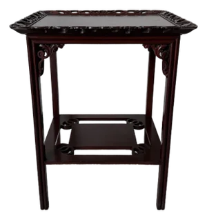 1960’s Vintage Chinese-Style Carved Mahogany Side Table With Pierced Gallery Top