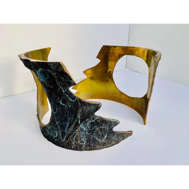 - Massive bronze coffee table - Rectangular glass tray - Designed by Willy Ceysen in Belgium - Unique and artisanal piece...