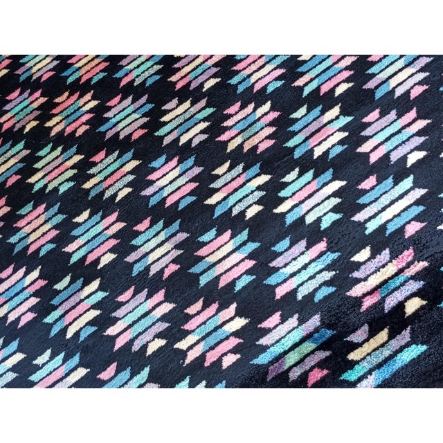 Black Silk Rug with Geometric Designs, 1970s For Sale - Image 6 of 11