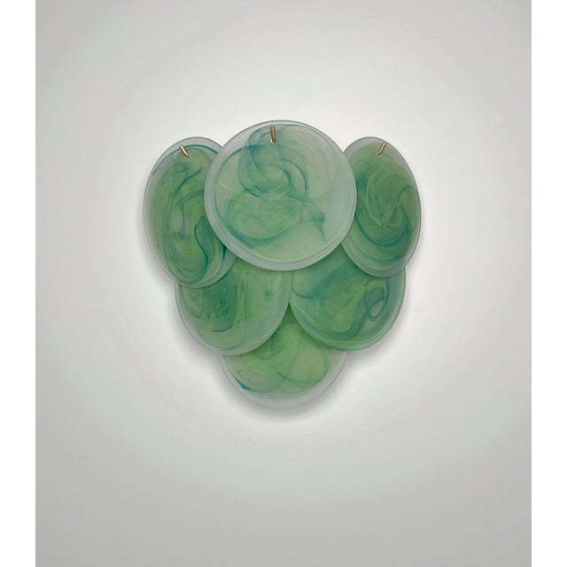 Glass Wall Sconces with Acid-Etched Alabaster Glass Discs, 1990s, Set of 2 For Sale - Image 11 of 15