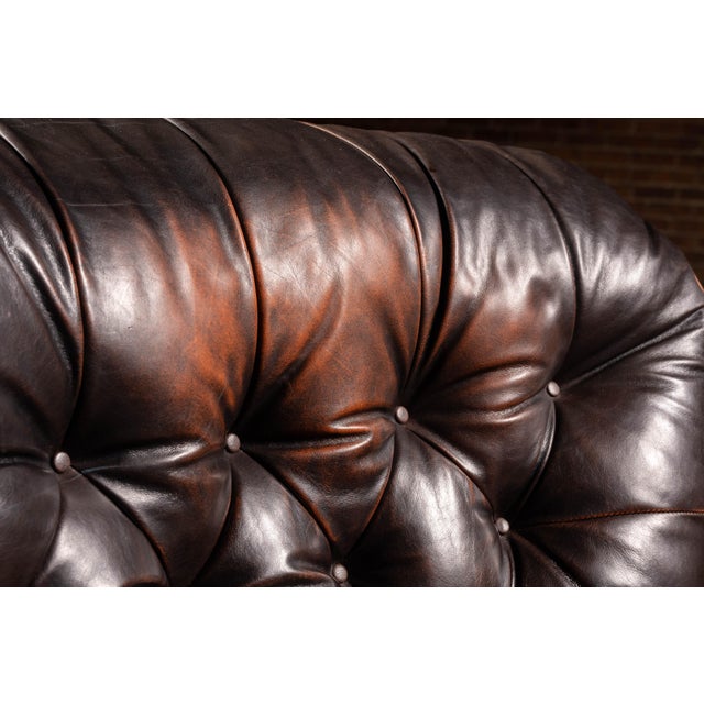 Vintage English Tufted Leather Club Chair in Brown For Sale - Image 9 of 11