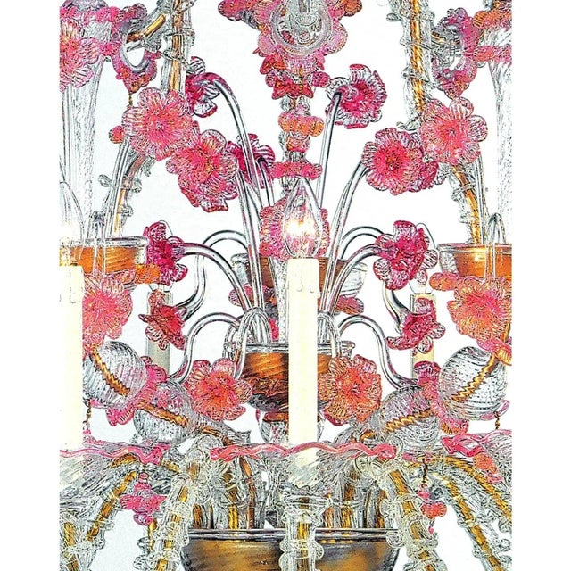 Early 21st Century Pink and Transparent Venetian Murano Glass Chandelier by Simoeng for Simoeng For Sale - Image 5 of 8
