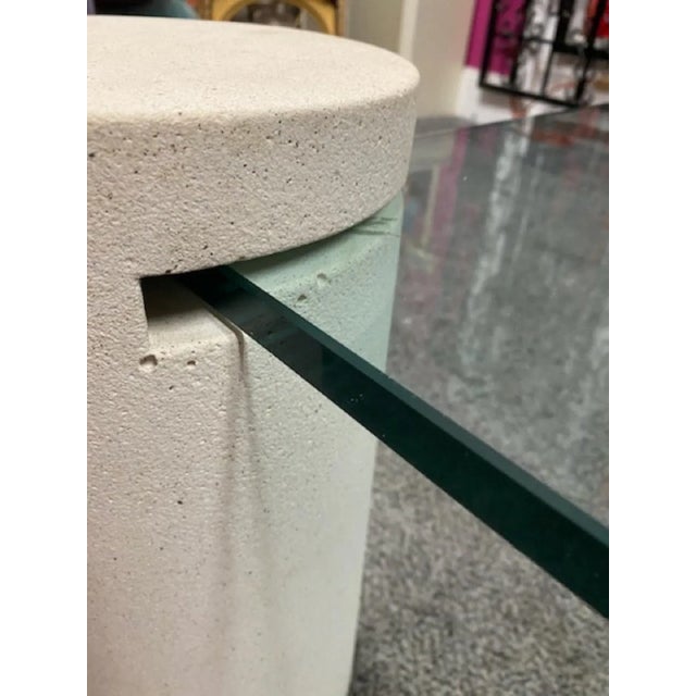 1980s 1980s Modern Cylinder & Glass Triangular Coffee Table in the Manner of Karl Springer For Sale - Image 5 of 10