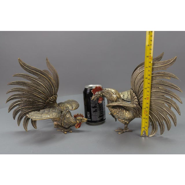Bronze Sculptures of Fighting Roosters, Japan, 1950s, Set of 2 For Sale - Image 12 of 18