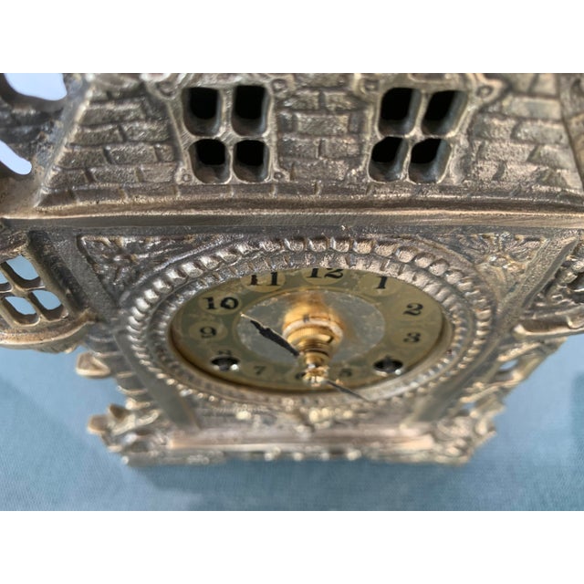 German Mantel Clock in Brass, 1950s For Sale - Image 12 of 18