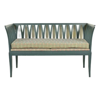 Eliel Saarinen Cranbrook "The Blue Settee" Art Nouveau Settle Sofa or Bench For Sale