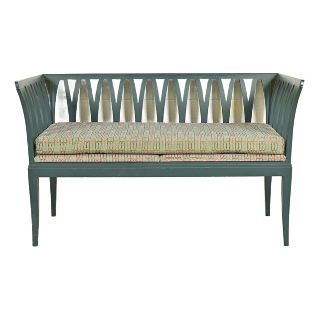 Eliel Saarinen Cranbrook "The Blue Settee" Art Nouveau Settle Sofa or Bench For Sale