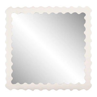 Fleur Home Audubon Bamboo Square Mirror in White Dove, 24x24 For Sale