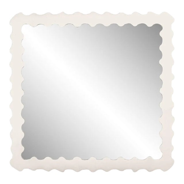 Fleur Home Audubon Bamboo Square Mirror in White Dove, 24x24 For Sale