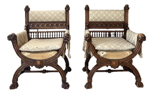 Renaissance Castle Armchairs, France, 1880, Set of 2