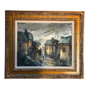Antique Oil Painting in the Style of Maurice De Vlaminck in Hand-Carved Wood Frame With Provenance