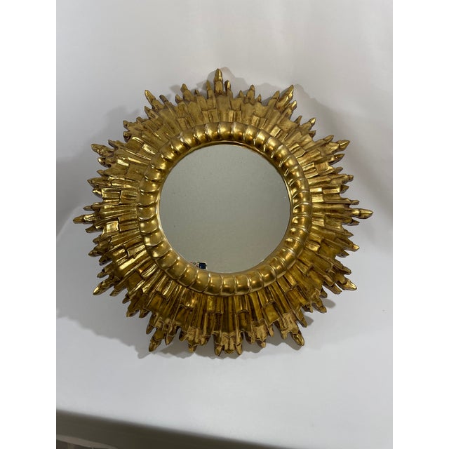 Baroque Large Vintage 1960s Florentine Style Sunburst Mirror, Made in Italy For Sale - Image 3 of 18