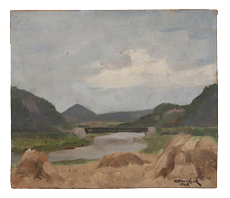 O. Couvreur, Landscape, 1946, Oil on Hardboard