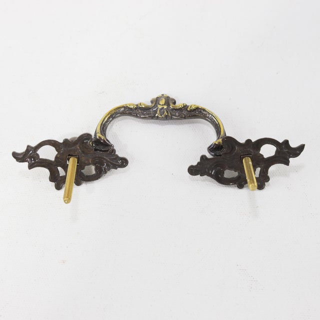 Art Deco Vintage Brass Rosette Cabinet Pulls, Exquisite Openwork Drawer Pulls For Sale - Image 3 of 6