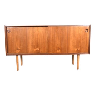 Mid 20th Century Arne Hovmand Olsen Credenza in Teak With Finished Back, Attributed For Sale