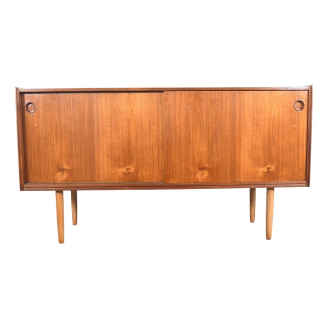 Mid 20th Century Arne Hovmand Olsen Credenza in Teak With Finished Back, Attributed For Sale