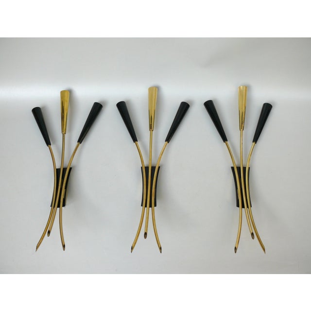 Metal Wall Lights in the style of Stilnovo, 1950s, Set of 3 For Sale - Image 7 of 18