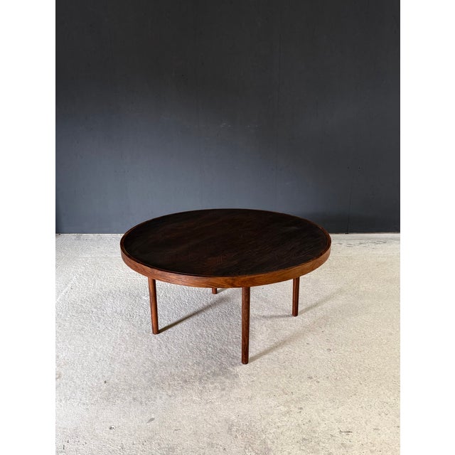 Vintage Mid-Century Modern Scandinavian design teak and sculptural copper inlay coffee table. Made in Denmark, 1960s...